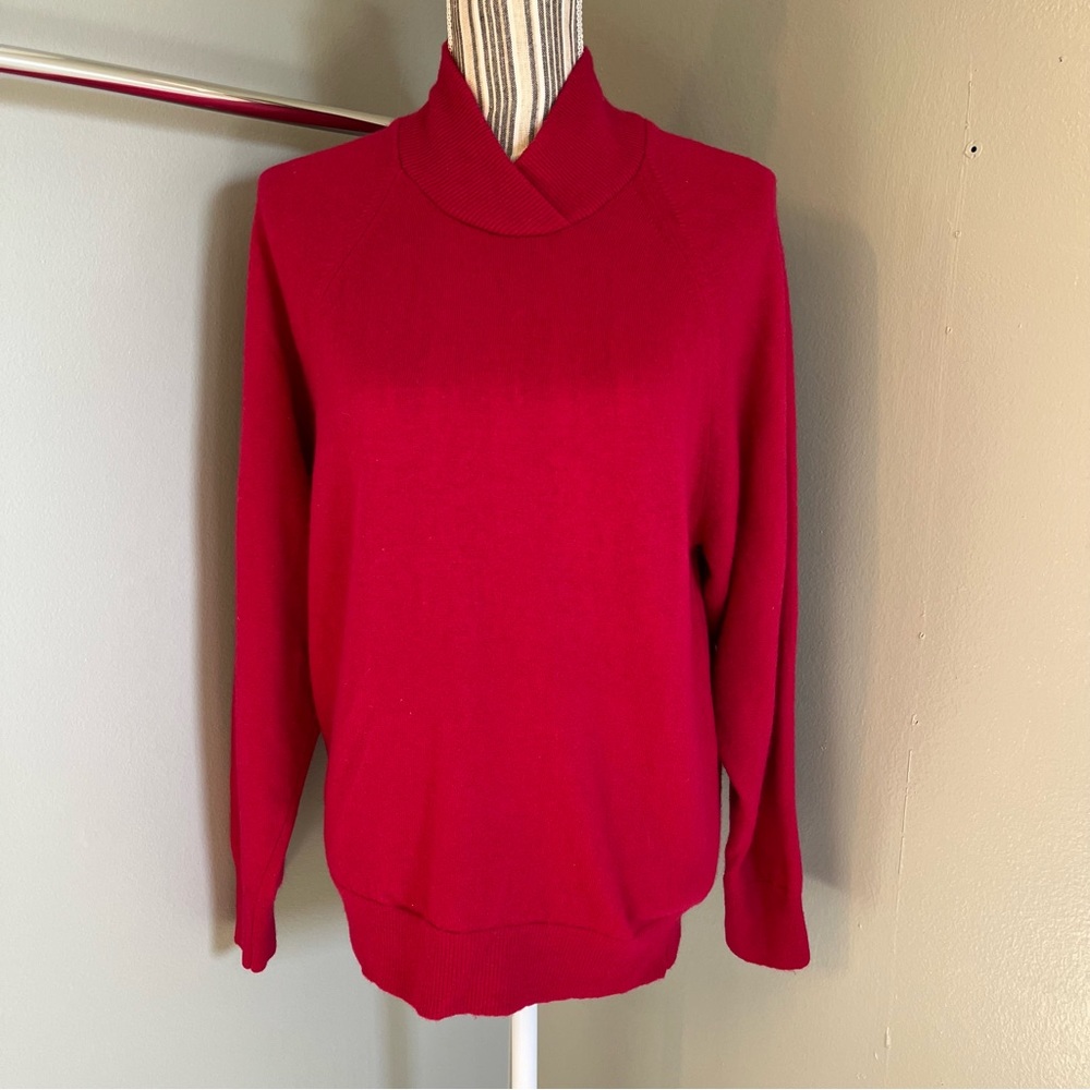 Parkhurst Womens Red Mock Neck Long Sleeve 100% Pure Lambswool Sweater 38/L